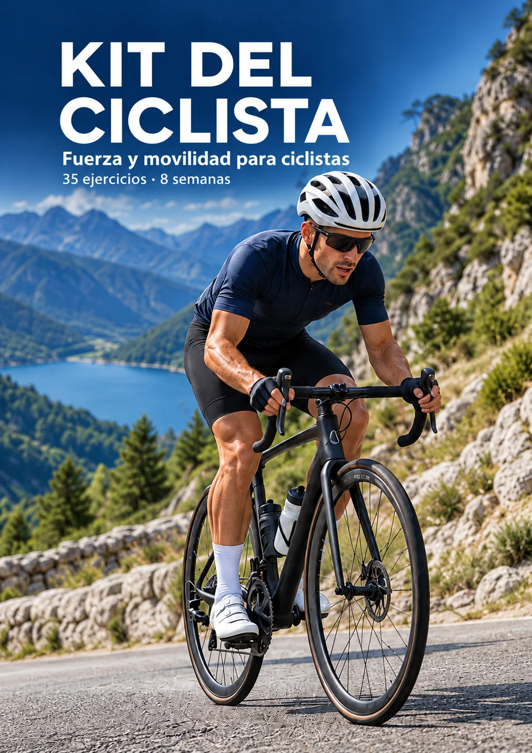 Portada del Kit del Ciclista: fuerza y movilidad para ciclistas, 35 ejercicios y 8 semanas